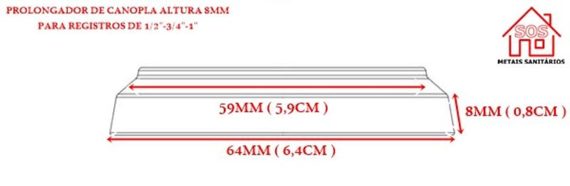 Imagem de Prolongador Canopla P/registro 1/2 -3/4 -1 Altura 8mm Latão CÓD. 175 - SOS METAIS SANITÁRIOS