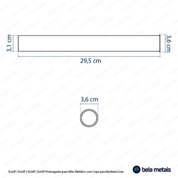 Imagem de Prolongador de Sifão Metálico para Banheiro Line Dourado Fosco para Válvula de 1.1/4"