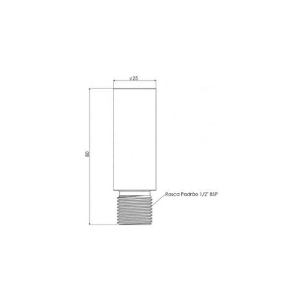 Imagem de Prolongador para Torneira Cromado 1/2 X60mm Censi 85032 - CENZI