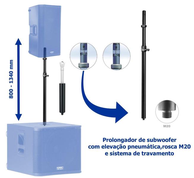 Imagem de Prolongador Subwoofer A Gás Rosca M20 Alumínio Sub Kw181,Eon