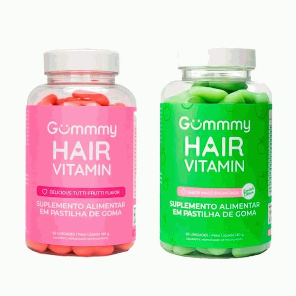 Imagem de Promopacks Gummmy Hair Tutti Frutti (60 gomas) + Maçã Verde (60 gomas) - Padrão: Único