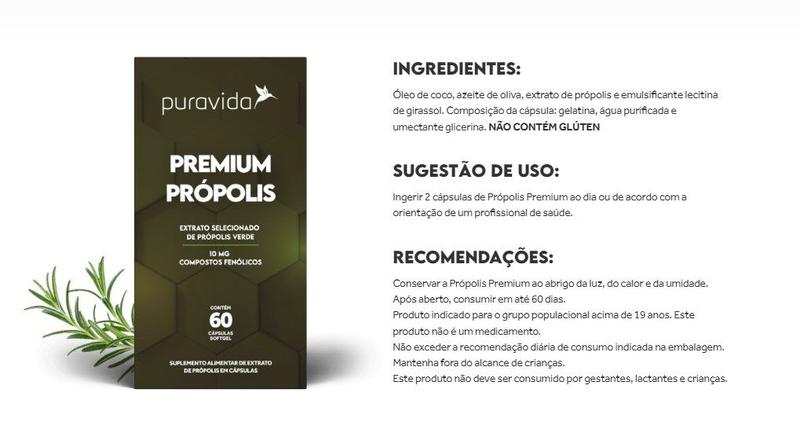 Imagem de Própolis Verde Pura Vida-10mg Compostos Fenólicos-60 Softgel