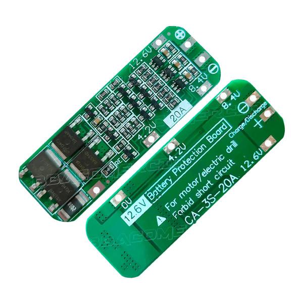 Imagem de Proteção Bateria Lítio 18650 3S 20A Carregador Pcb Bms 12.6v