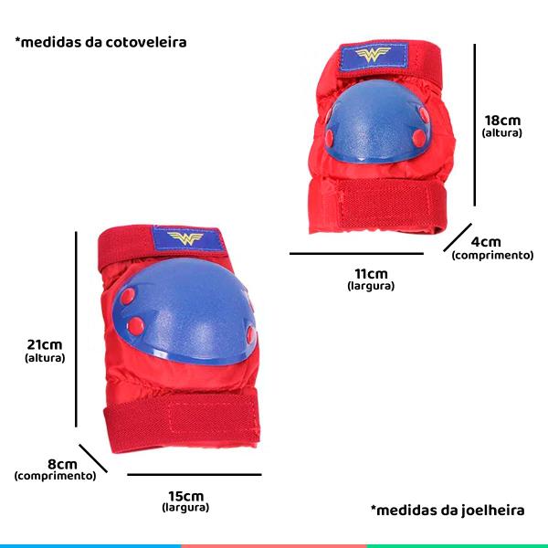 Imagem de Proteção Infantil Criança Cotoveleira e Joelheira Mulher Maravilha Segurança e Estilo Bel Fix