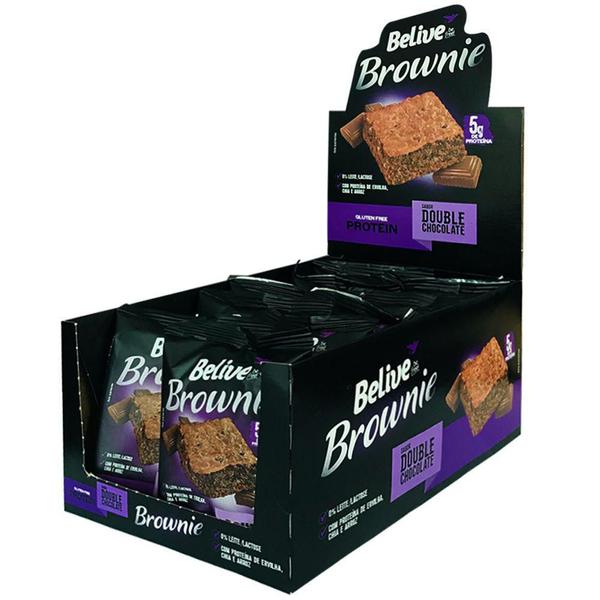 Protein Brownie Double Chocolate Belive 40G 10 Unidades Imagem de Protein Brownie Double Chocolate Belive 40G 10 Unidades