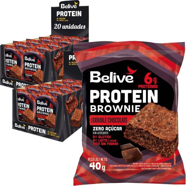Protein Brownie Double Chocolate Zero Belive 40G (20 Und) Imagem de Protein Brownie Double Chocolate Zero Belive 40G (20 Und)