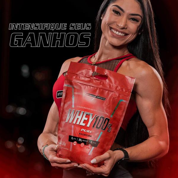 Imagem de Proteína Concentrada Integralmedica Whey 100% Pure Morango 900g Pouch