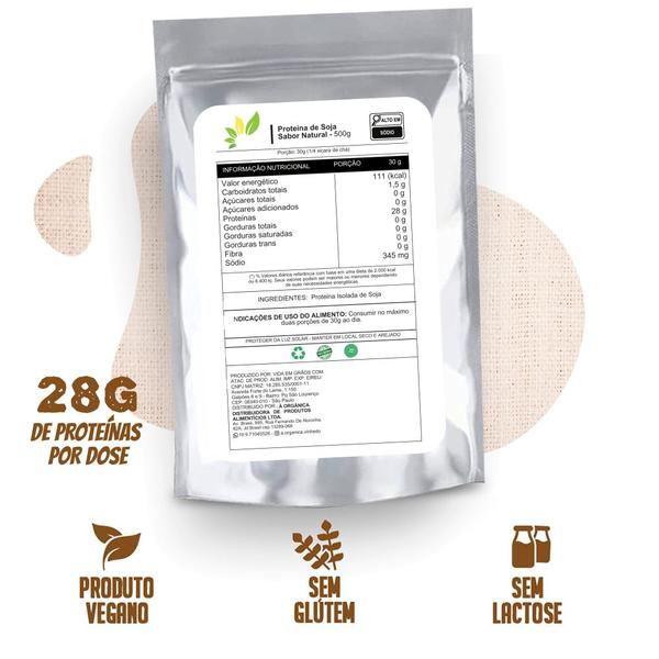 Imagem de Proteina de Soja Isolada 28g p/ dose Refil 500g, Kit com 2