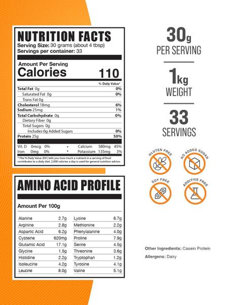 Proteína em pó BulkSupplements.com Caseína 1 kg (30 g/porção) Imagem de Proteína em pó BulkSupplements.com Caseína 1 kg (30 g/porção)