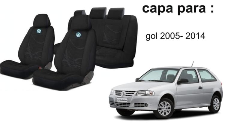 Imagem de Proteja com Elegância! Kit Capas Tecido Gol 2005-2014 + Capa Volante + Chaveiro VW