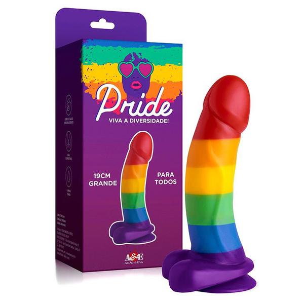 Imagem de Prótese Realística Dildo Pride com Escroto e Ventosa 19cm x 4cm