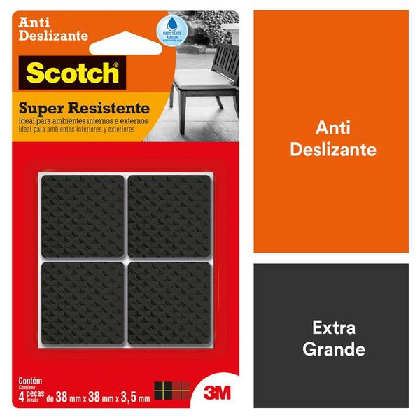 Imagem de Protetor Antideslizante Scotch Quadrado Preto Extra Grande 4 Unidades - HB004262802 - 3M