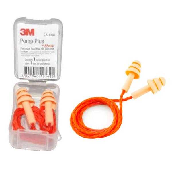 Imagem de Protetor Auricular 3m EPI Plug Silicone Pomp Plus Segurança 