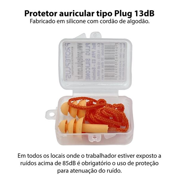 Imagem de Protetor Auricular Espuma Ouvidos Abafador 15dB - 10 Pares