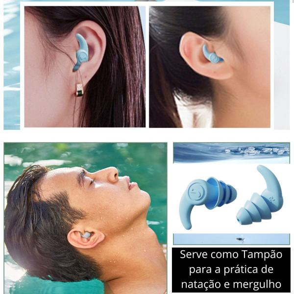 Imagem de Protetor Auricular Ouvido Tampão 2 Par Silicone Abafador Som