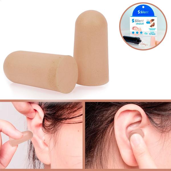 Imagem de Protetor Auricular Silent Earplug Ultra 38dB 12 Pares Bege