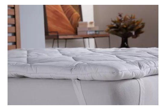 Imagem de Protetor Cama Colchao Pillow Top Solteiro Alto Elastico+1 Travesseiro Ganso Sintetico