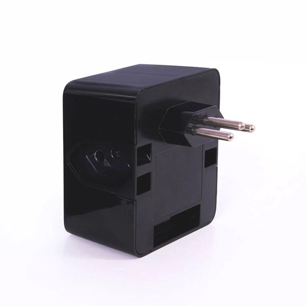 Imagem de Protetor Clamper Energia 3 Tomadas 3P Protege Contra Surtos e Raios - DPS Bivolt - Preto