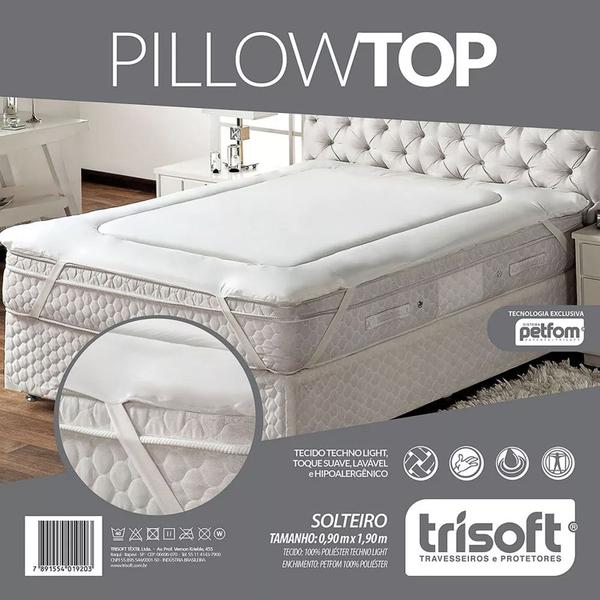 Imagem de Protetor colchão pillow top macio e confortavel solteiro 1,90 x 90 x 30 de altura trisoft