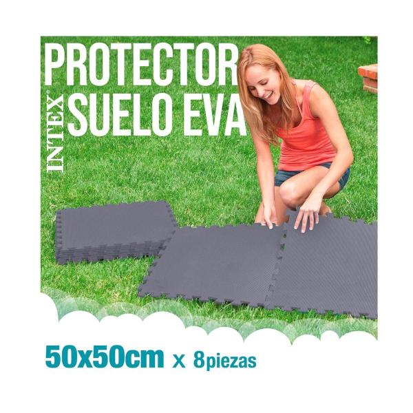 Imagem de Protetor de Chão 8 Peças para Piscina 50cm X 50cm Cinza - Intex 29084