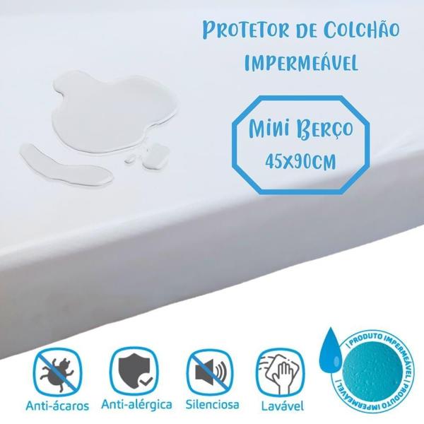 Imagem de Protetor de Colchão Impermeável Mini Berço 45x90cm Arrumadinho Enxovais