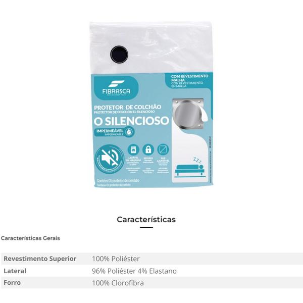 Imagem de Protetor De Colchão King Size Impermeável - Silencioso Slip 1,93 M x 2,03 M - 9853 - Branco