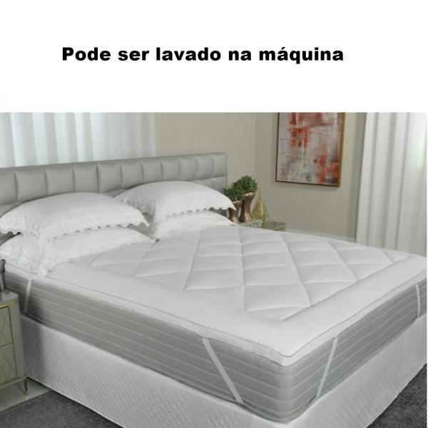 Imagem de Protetor de Colchão Pillow Top Solteiro Toque de Plumas Capa Colchão Cama Box 88x188cm 600g/m²