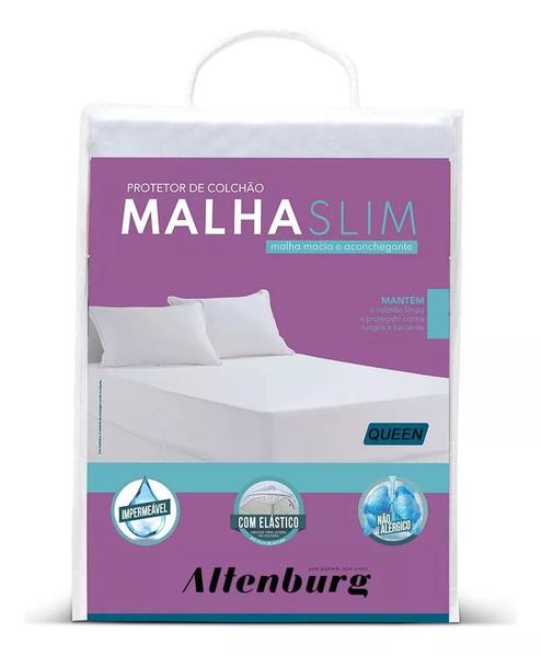 Imagem de Protetor de Colchão Queen Impermeável Malha Slim Branco 1,60m x 2,00m Altenburg