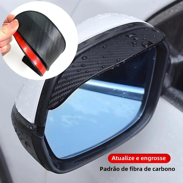 Imagem de Protetor de Espelho Retrovisor de Fibra de Carbono - Viseira Solar e Contra Chuva