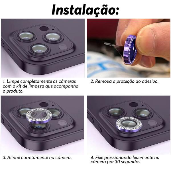 Imagem de Protetor de Lentes para Câmeras Compatível com iPhone 15 Normal 15 Plus 15 Pro e 15 Pro Max