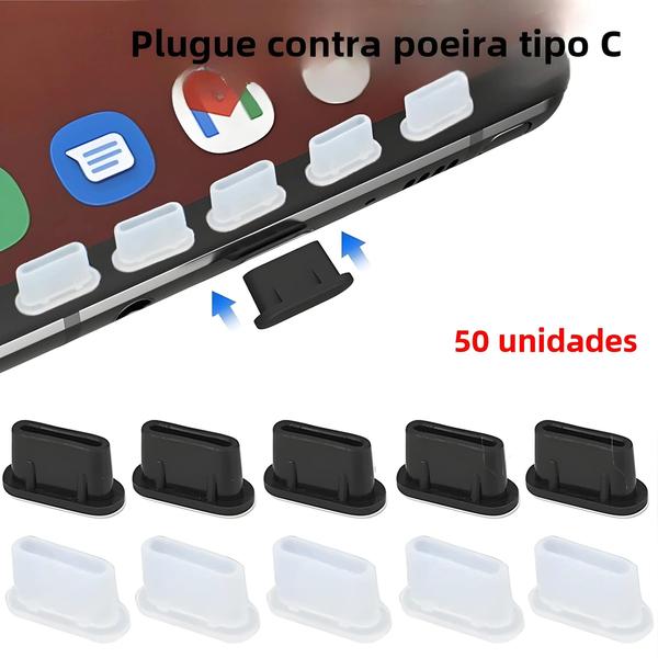 Imagem de Protetor de Poeira USB Tipo-C em Silicone para Samsung e Huawei