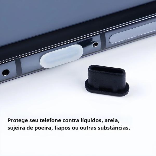 Imagem de Protetor de Poeira USB Tipo-C em Silicone para Samsung e Huawei