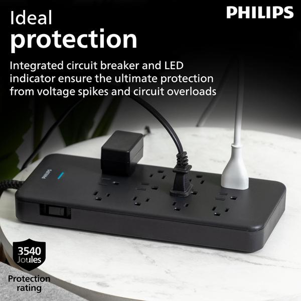 Imagem de Protetor de sobretensão Philips SPP3813B/37 12-Outlet 3500J preto