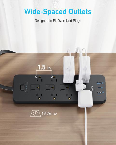 Imagem de Protetor de sobretensão Power Strip Anker 12 tomadas AC 1 USB-C 2 USB