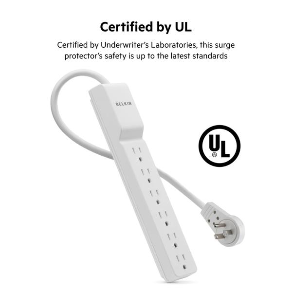 Imagem de Protetor de sobretensão Power Strip Belkin 6-Outlet 720 Joules branco