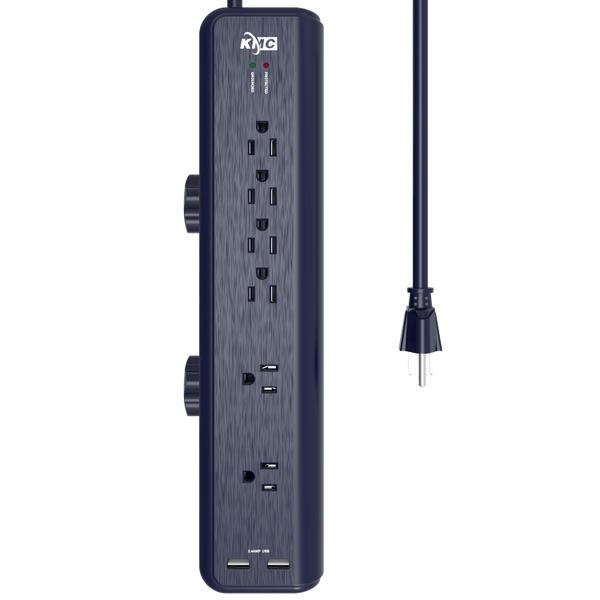 Imagem de Protetor de sobretensão Power Strip KMC 6-Outlet com 2,4A e 2 portas USB