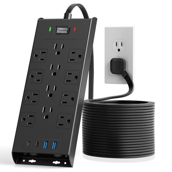 Imagem de Protetor de sobretensão Power Strip LeZone 12 tomadas 2 USB C 2 USB