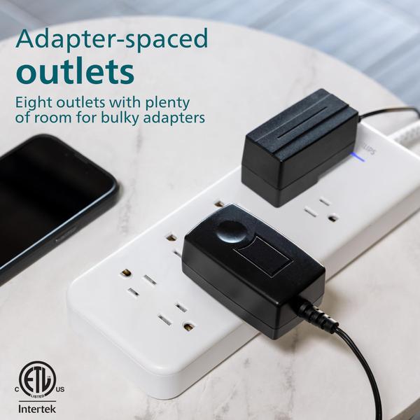 Imagem de Protetor de sobretensão Power Strip Philips EZfit 8-Outlet SPP3673W/37