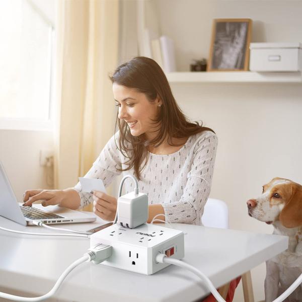 Imagem de Protetor de sobretensão Power Strip POWRUI 8 tomadas 4 portas USB