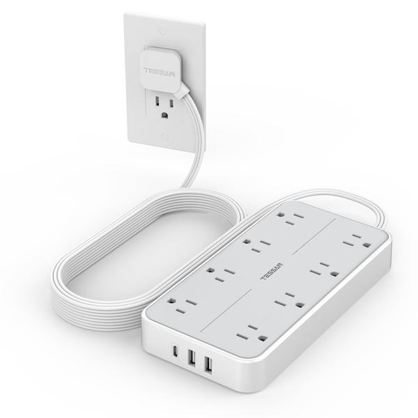 Imagem de Protetor de sobretensão Power Strip TESSAN de 10 pés com 8 tomadas, 3 USB