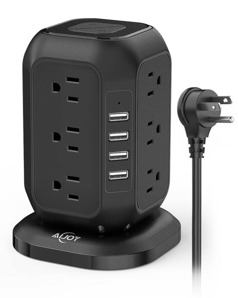 Imagem de Protetor de sobretensão Power Strip Tower AiJoy, 12 tomadas AC, 4 USB