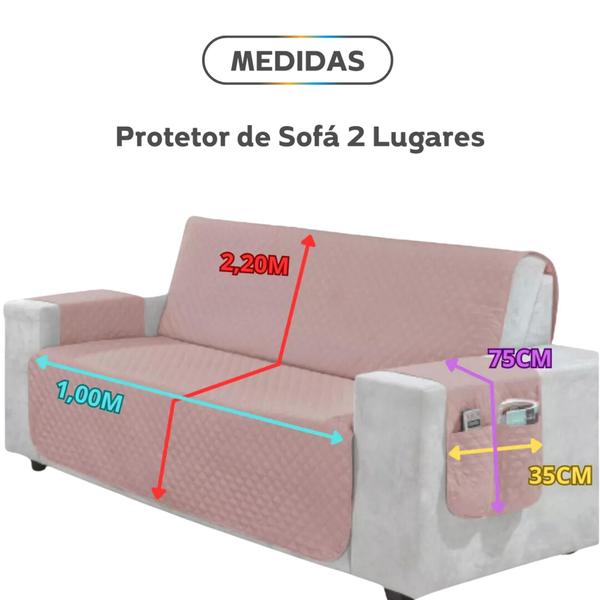 Imagem de Protetor de Sofá 2 Lugares Retrátil 1,00m Capa Protetora Matelado Porta Objetos