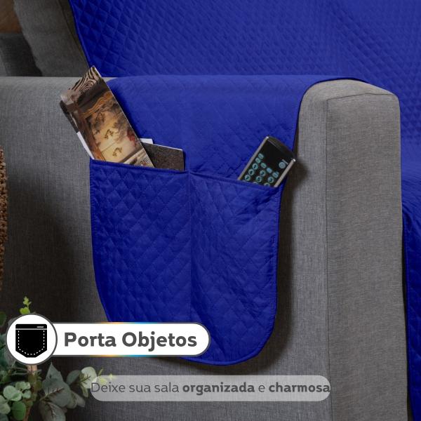 Imagem de Protetor de Sofá 2 Lugares Retrátil 1,00m Capa Protetora Matelado Porta Objetos