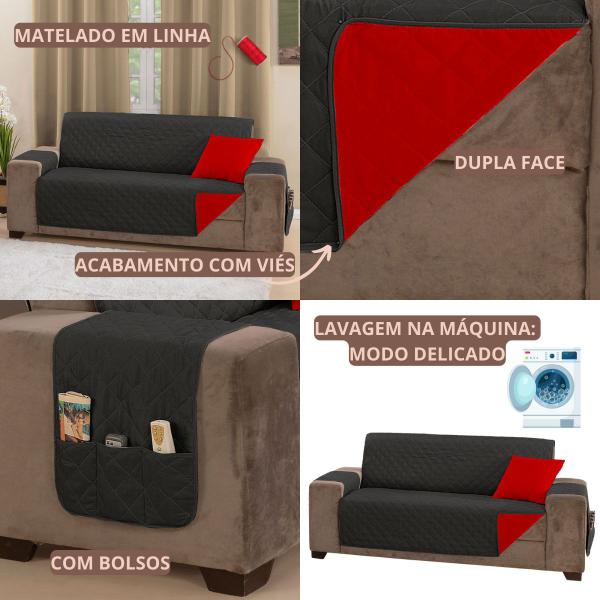 Imagem de Protetor De Sofá Dupla Face Matelado Em Linha 4 Lugares 2,40