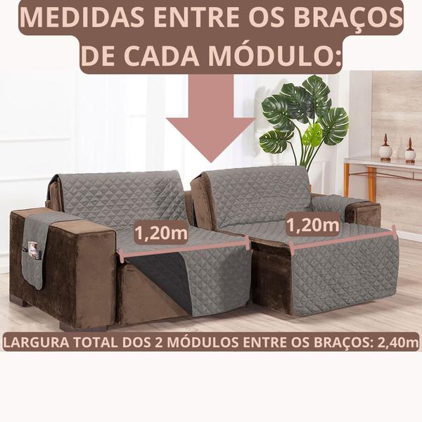 Imagem de Protetor de Sofá Retrátil e Reclinável Dupla Face 2 Módulos Matelado em Linha 2,40m