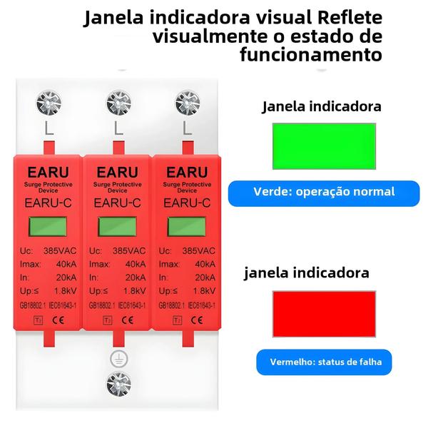 Imagem de Protetor de Surtos AC SPD de Alta Corrente (40kA/60kA) - 385V - Dispositivo de Pára-raios