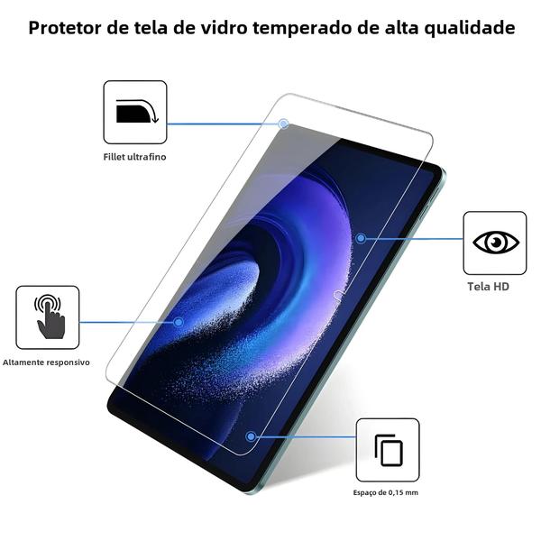 Imagem de Protetor de Tela de Vidro Temperado para Xiaomi Pad 6/5/Pro/6s/12.4/Redmi Pad - 2 Unidades