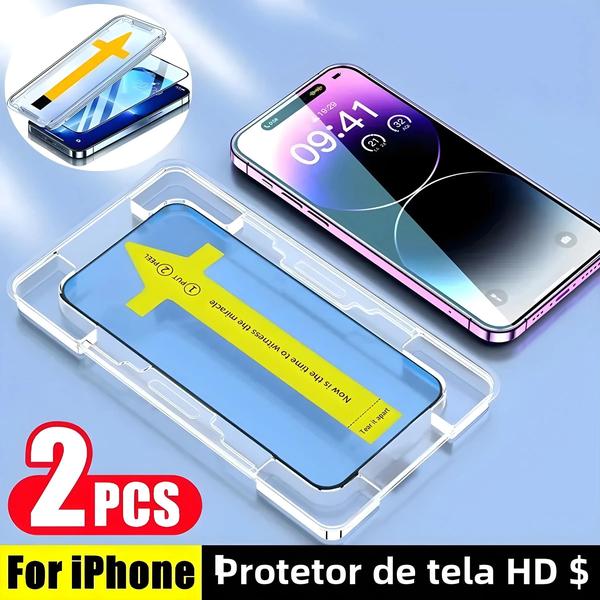 Protetor de Tela para iPhone 14/13/12/11 Pro Max (2 Unidades) - Instalação Fácil Imagem de Protetor de Tela para iPhone 14/13/12/11 Pro Max (2 Unidades) - Instalação Fácil