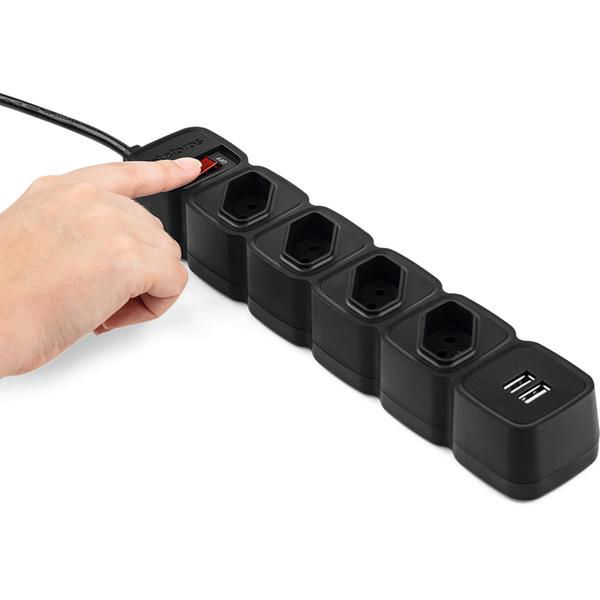 Imagem de Protetor Eletronico Intelbras 4 Tomadas 2 Usb Epe204+ 3 Mts