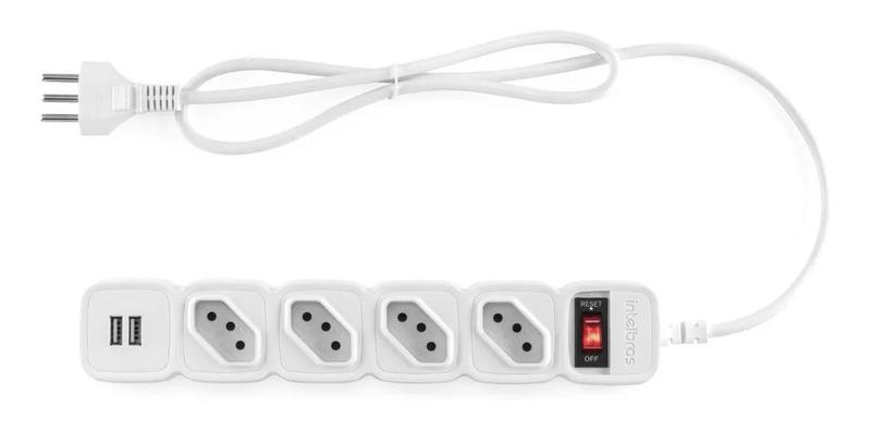 Imagem de Protetor Eletrônico Intelbras Epe 204 Com 4 Tomadas e 2 Portas Usb Branco